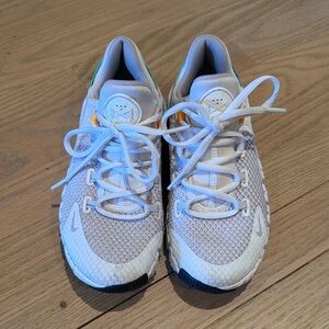 Nike Women’s White Sneakers with Teal and Yellow Accents